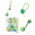 Set of colorful braided cotton rope knot dog toys for dental health and play time. - Bicolor Single Ear Hand Pull Dumbbell (3pcs Set) / Three-Piece Set