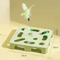 Grünes interaktives Katzen-Puzzle-Box-Spielzeug mit Feder und Glocke, 28x28x5,5 cm - Quadratische Puzzle-Box / Grün