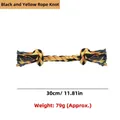 Gioco a corda in cotone resistente per cani, colore nero e giallo, lunghezza 30 cm - Nodi di Corda di Cotone / Circa 30 cm / Nero e Giallo
