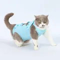 Light blue breathable cat recovery suit for sterilization or weaning - Light Blue
