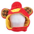 Gorro festivo rojo para mascotas con bordado de monedas de oro para gatos y perros - Sombrero del Dios de la Riqueza / Bolsa de polietileno