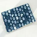 Thickened navy blue pet sleeping mat with cute white cat patterns for cats and dogs - Japanese Blue Cat Style