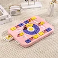 Interactive square pink dog puzzle toy and slow feeder plate for pet mental stimulation - Pink