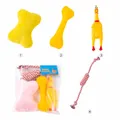 Lot de 4 jouets pour chiens avec os en peluche, os en caoutchouc et corde à nœud - Set Universel de 4 Pièces