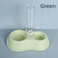 Groene dubbele voerbak voor huisdieren met automatische waterdispenser voor honden en katten - Verdikte Grijze Roze / Met Waterfles en Antislipmat