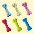 Set of six colorful bone-shaped TPR dog chew toys with textured surface for small dogs - Spiked Small Bone / 10.8cm