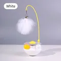 Tumbler cat teaser toy with white feather and bell in poached egg design - White
