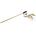 Bastone per gatti interattivo in legno con topo di peluche e piume marroni naturali - Lunghezza circa 40 cm / Stile Perizoma
