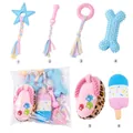 Set di 6 vivaci giocattoli da masticare per cani con pantofola di peluche e osso - Set Giocattoli in Peluche TPR Rosa