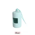 Draagbare lichtblauwe matte hondenpoepzakjesdispenser met handig elastisch koord - Alleen Dispenser Omhulsel / Blauw