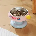 Erhöhter Haustiernapf aus Edelstahl in Pink und Blau für Katzen und Hunde im Set - Eiscreme-Stil (Edelstahleinsatz) / Hellblau