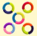 Spiked TPR dog chew rings in various bright colors for pet dental care and play - TPR Tri-Color Spiked Ring / 9.5cm