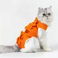 Tuta per gatto arancione regolabile con fiocchi per protezione post-operatoria - S (3-6 catties) / Arancione