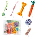 Set di 6 giocattoli da masticare in corda di cotone per cani per dentizione e noia - Set Giocattoli Corda Osso Mais Carota
