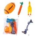 Set completo di 4 giocattoli per animali con pollo stridulo e corde in cotone - Stile Masticabile Sonoro / Four-Piece Set