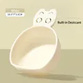 Ergonomic white cat-shaped pet food scoop with built-in desiccant compartment for freshness - White