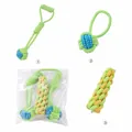 Ensemble de jouets en corde de coton pour chiens, pour mâcheurs et nettoyage des dents - Style Bicolore Populaire (Lot de 3) / Ensemble trois pièces