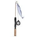 Canna da pesca per gatti in legno con peluche di luccio sauro e mulinello da pesca. - Canna da Pesca Luccio Sauro