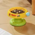 Vibrant yellow and green dopamine color pet bowl featuring a cute cartoon HAPPY design bowl - Ice Cream Style (Plastic Bowl) / Yellow-Green