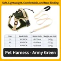 Ensemble harnais et laisse tactiques réglables pour chiens en vert armée robuste - S / Vert Militaire (Avec Laisse)