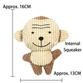 Interactive durable squeaky corduroy monkey plush dog toy for chewing and teeth cleaning - Monkey Shape