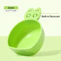 Green cat food scoop with built-in desiccant and cute ear design for pet health - Green