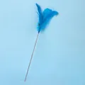 Bacchetta per gatti con piume blu, campanellino e asta argento scintillante per il gioco - Piuma Grande Blu