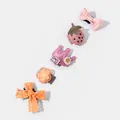 Adorable 5-piece set of handmade decorative hair clips for small dogs and cats - 5 Pieces / Pink Crown Strawberry Set