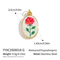 Detailansicht eines Blumenanhängers aus Edelstahl mit Größen- und Gewichtsangaben. - Rose (YYAC2608018-G) / 2.0cm x 1.43cm / Gold