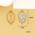 Detail showing 20mm by 11mm rose design enamel alloy pendant dimensions - Ice Rose