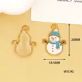 Detailed view of winter snowman enamel charm measuring 20mm by 14.5mm for DIY jewelry - Snowman