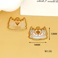 Close-up of white swan enamel charm with 18mm by 13mm size and weight markings - Pair of Swans