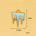 Close-up detail of light blue winter icicle drip oil alloy pendant with dimensions - 13 Icicle