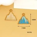 Close-up detail of blue snow mountain enamel charms showing 16mm by 17mm dimensions - 14 Iceberg
