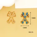 Detail view of blue enamel ski charm showing 19x13mm size and 0.7g weight parameters. - 18 Skis