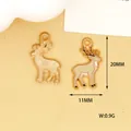 Detailed dimension view of white enamel deer charm pendant for DIY jewelry making - Elk