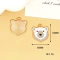 Detail view of polar bear enamel charm with 18mm x 16mm dimensions and 1.1g weight - Polar Bear Head