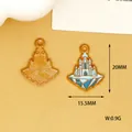 Detail shot showing 20mm height and 15.5mm width of blue ice castle enamel charms - Snow Castle