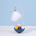 Interactive tumbler cat teaser toy with feather wand and catnip balls in indigo blue - Blue