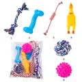 Set da 6 pezzi di giocattoli da masticare per cani con corde, pollo sonoro e palline - Stile Molare / Set da 6 pezzi
