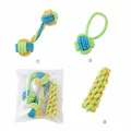 Lot de trois jouets à mâcher en corde de coton pour chien, santé dentaire et jeu - Haltère Maïs Bicolore Oreille Unique (Lot de 3) / Ensemble trois pièces