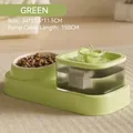 Lime green 2-in-1 pet water fountain and food bowl dispenser for cats and dogs - Green