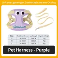 Harnais et laisse pour chien violet respirant réglable avec guide des tailles pour chiot - Laisse de 130cm / Violet / S