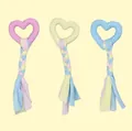 Set di tre giocattoli da masticare per cani in TPR a forma di cuore con corde intrecciate - Cuore con Striscia di Tessuto / 18cm
