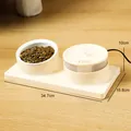 Doppia ciotola per animali in ceramica crema con fontana d'acqua automatica gatto - Beige con Ciotola in Ceramica