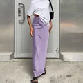 High-waisted lavender faux acetate maxi skirt with a sleek mermaid silhouette for summer - S / Bottoms / Purple