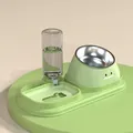 Groene roestvrijstalen dubbele voerbak met automatische waterdispenser - Dubbele Bak Stijl / Groen