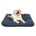 Comfortabel marineblauw pluche dik huisdierbed voor middelgrote honden met textuur - Maat 1 60x45cm voor Huisdieren onder 7,5kg / Donkergrijs - Rozenfluwelen Mat