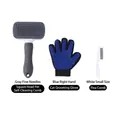 Profi 3-teiliges Haustierpflege-Set mit Zupfbürste, Handschuh und Flohkamm für Hunde - Graue Bürste Pflegehandschuh und Flohkamm