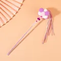 Interactive cat teaser wand with purple plush balls and long tassels for pet toys - Pink Purple White Balls With Pink Purple White Tassels